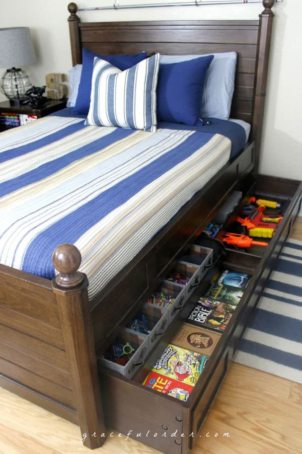 library-under-kids-bed