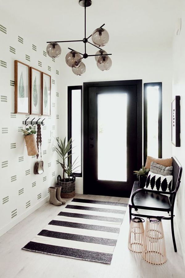 modern-entryway-with-black-benches