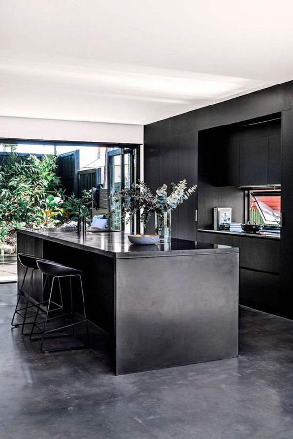 beautiful-black-kitchens-with-concrete-floors