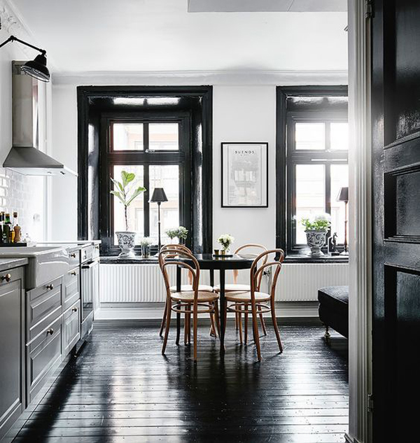 cool-kitchen-and-dining-room-with-wood-black-floor