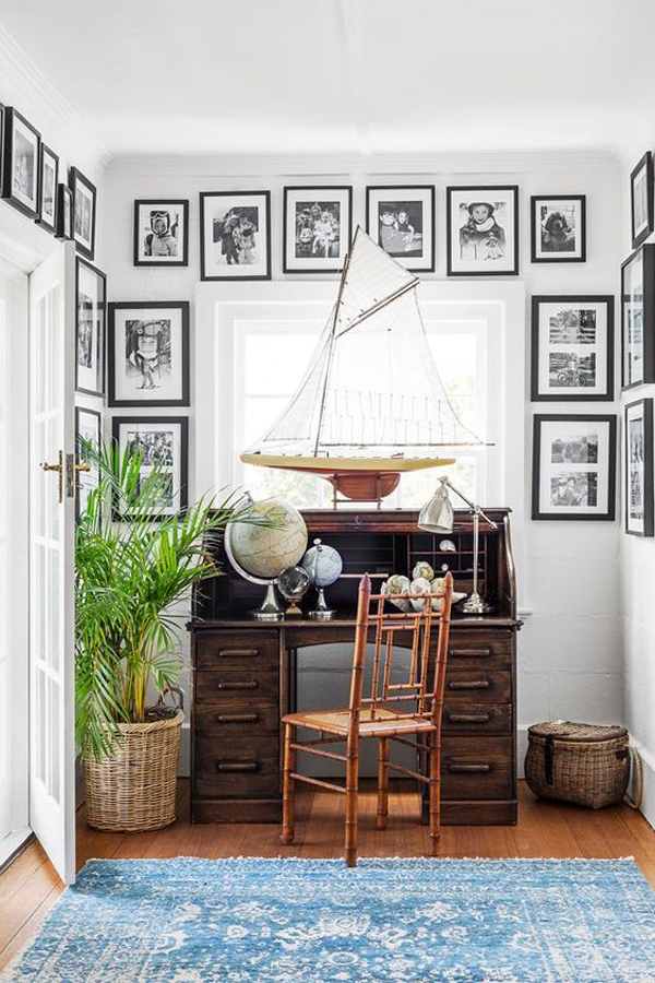 vintage-coastal-style-home-office-with-ship-miniature