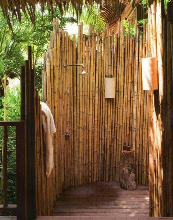 beautiful-outdoor-shower-with-diy-bamboo-barrier