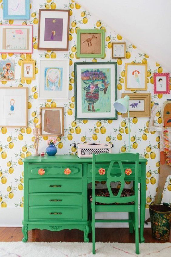 rustic-kid-desk-with-lemon-wallpaper