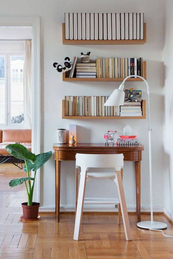 small-wood-home-office-with-wall-storage