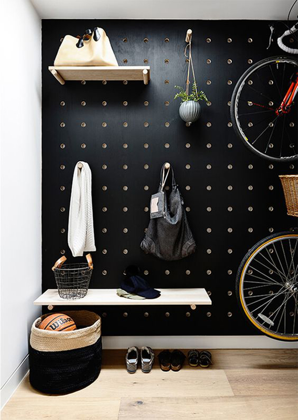 black-bold-pegboard-wardrobe-with-bike-storage