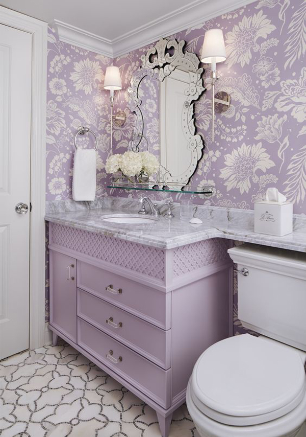 pretty-lilac-bathroom-with-floral-wallpaper