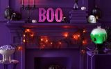 neon-halloween-mantel-decor