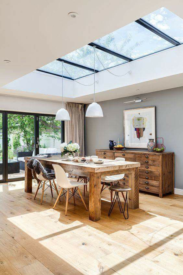 wood-dining-room-with-skylight-decor