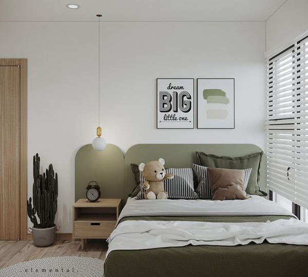 cute-japandi-kids-bedroom-with-green-accent