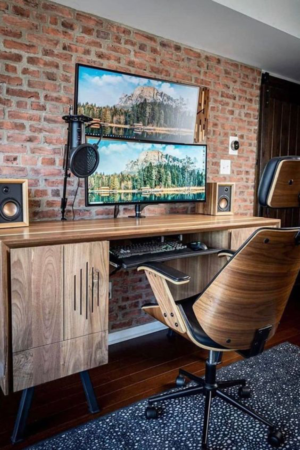 industrial-style-gaming-desk-with-brick-wall-exposed