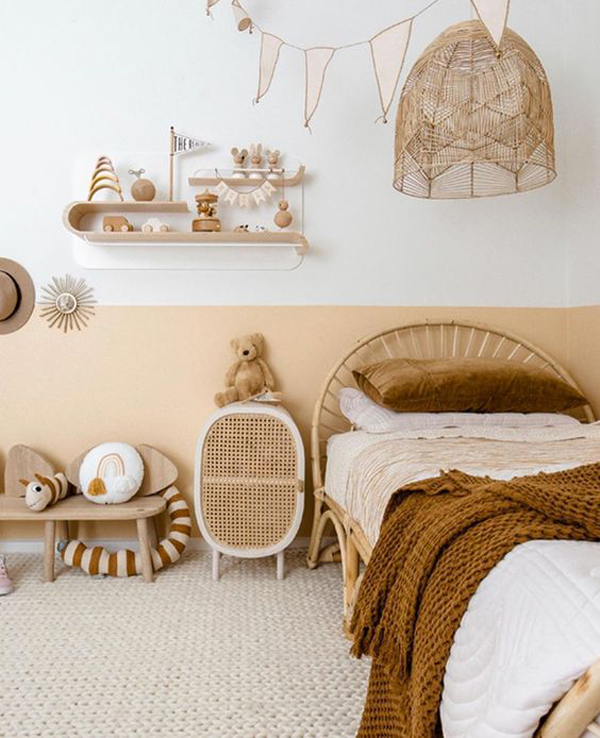 japandi-kids-bedroom-with-rattan-furniture