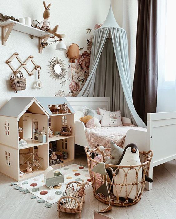 Small Japandi Kids Room With Play Areas 