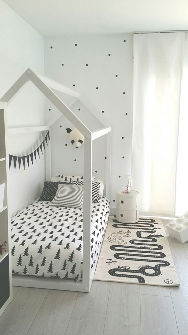 black-and-white-floor-bedroom-for-kids