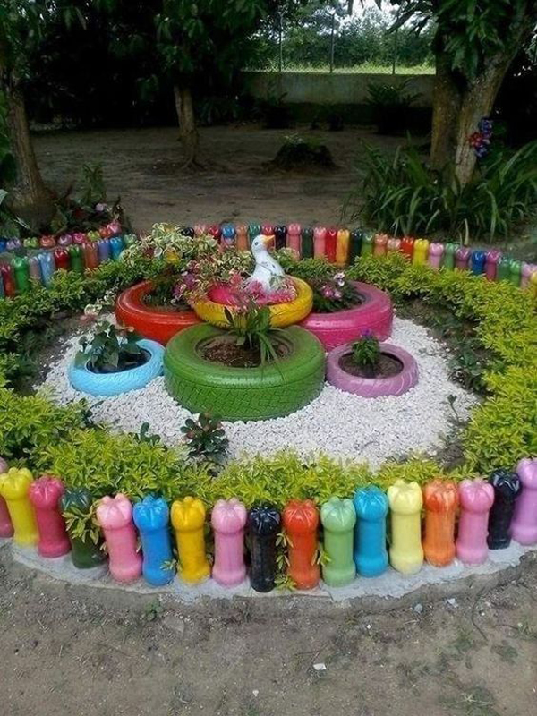 colorful-diy-garden-bottle-playground