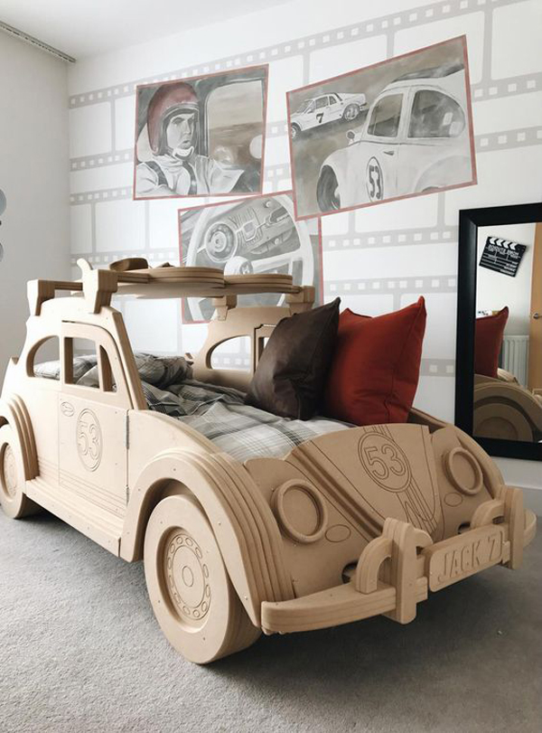 vintage-race-theme-bedroom-with-vw-car-bed