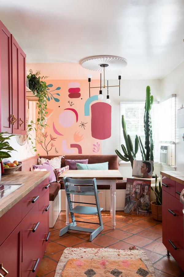 boho-kitchen-design-with-pink-color