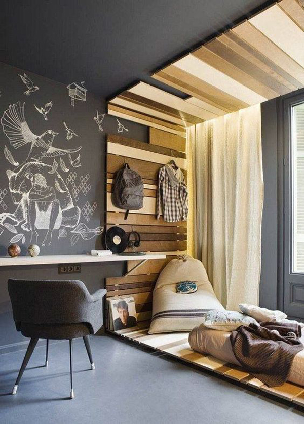 cool-pallet-bedroom-ceiling-with-wall-and-floor