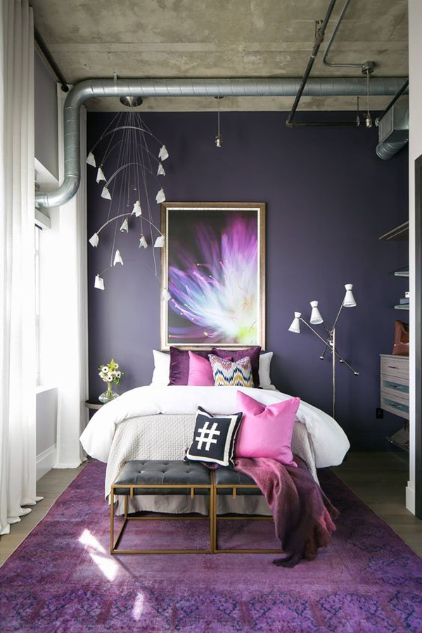 purple-themed-bedroom-with-galery-wall