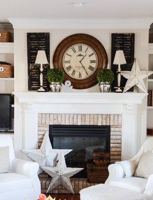 rustic-summer-mantel-decor-with-star-ornament