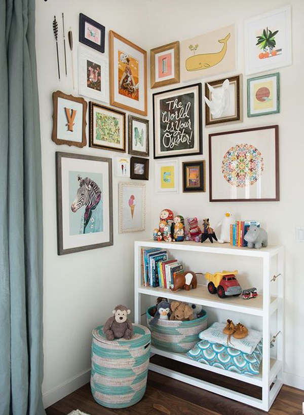 corner-kids-gallery-wall-with-shelf