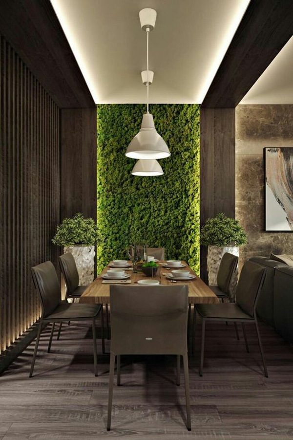 modern-dining-room-with-grass-wall-and-led-lights