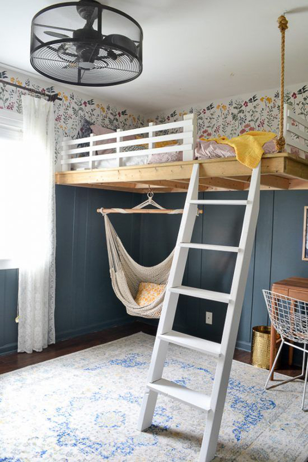 diy-loft-bed-design-with-hammock