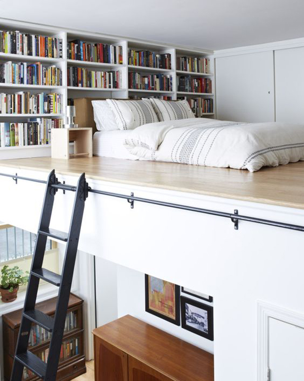 small-loft-bed-with-bookcase-design