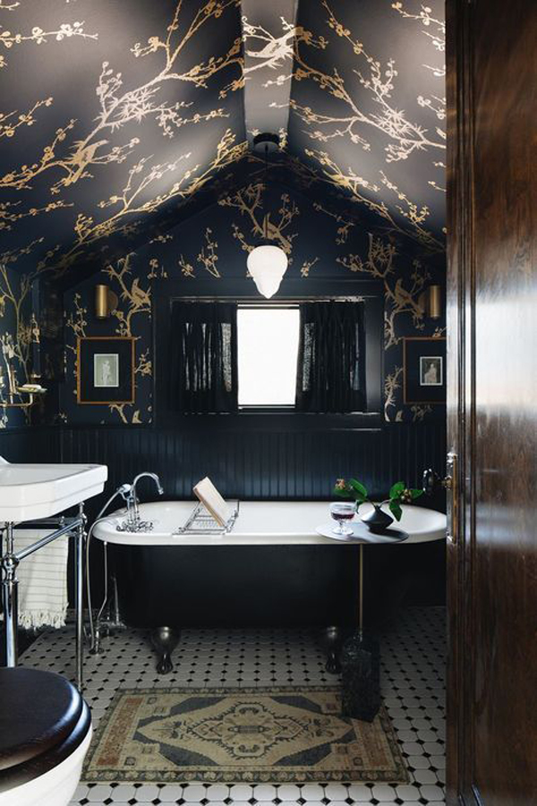 gothic-bathroom-design-with-ceiling-wallpaper