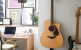 minimalist-workspace-with-guitar-display-ideas