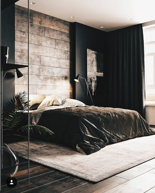 cool-black-bedroom-with-pallet-wall