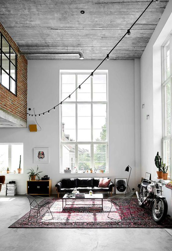 industrial-chic-loft-interior-with-motorcycle