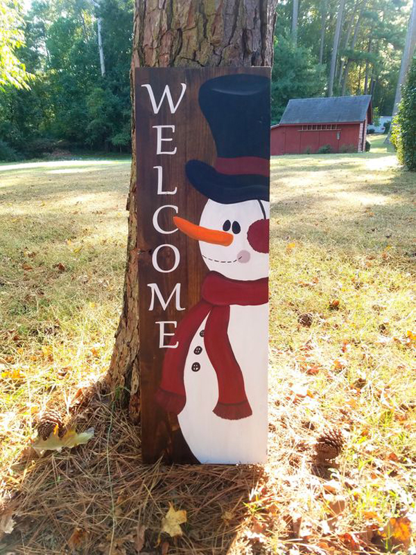 snowman-wooden-welcome-sign-ideas