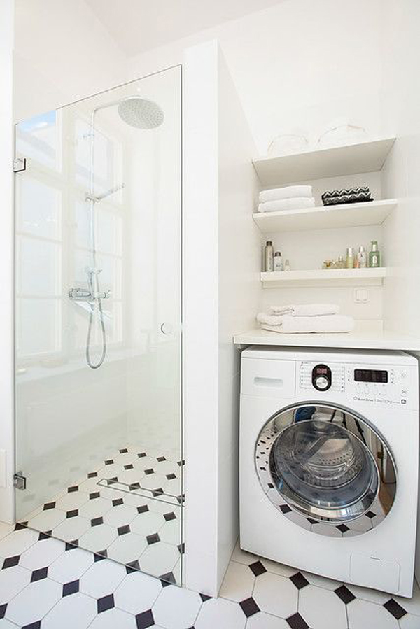 tiny-laundry-space-with-glass-shower-ideas
