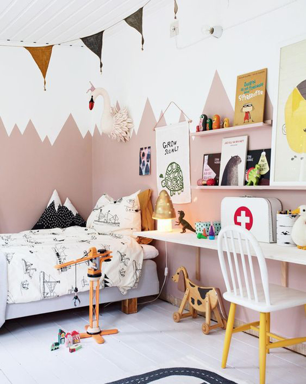 best-baby-pink-kids-bedroom-with-desk