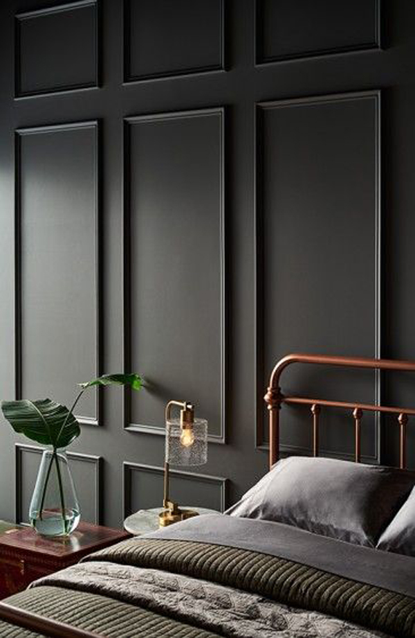 cool-black-wall-moulding-ideas-for-bedroom
