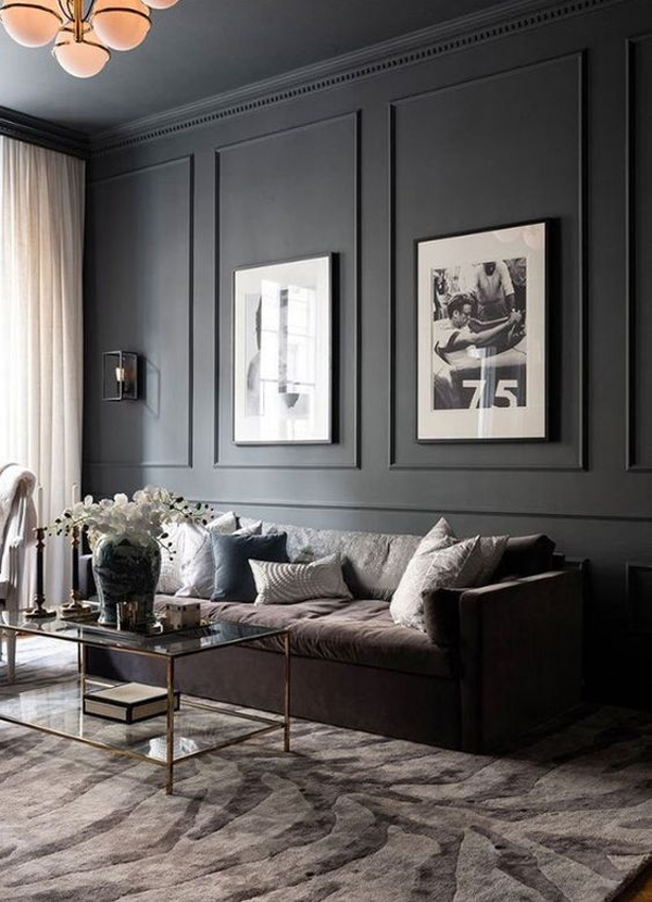 masculine-living-room-design-with-custom-wall-moulding