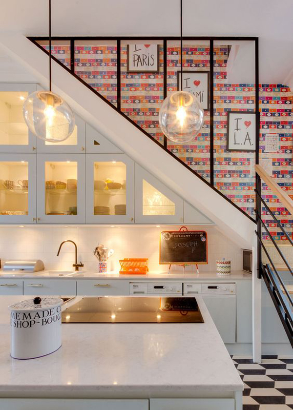 trendy-under-stair-kitchen-design-for-apartment