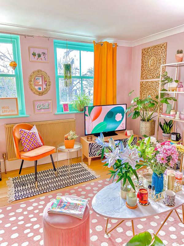 colorful-boho-tv-room-with-floral-decor