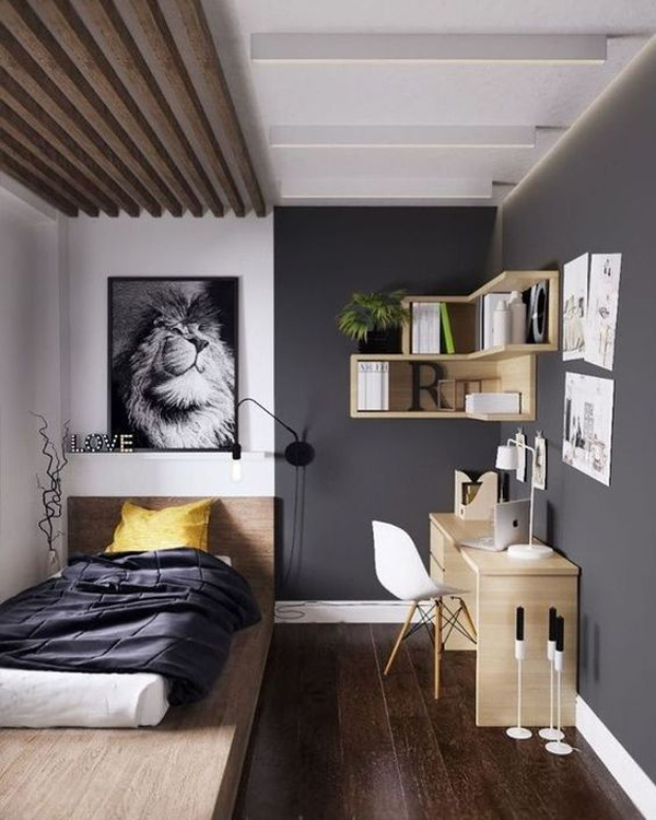 minimalist-monochrome-bedroom-with-yellow-color
