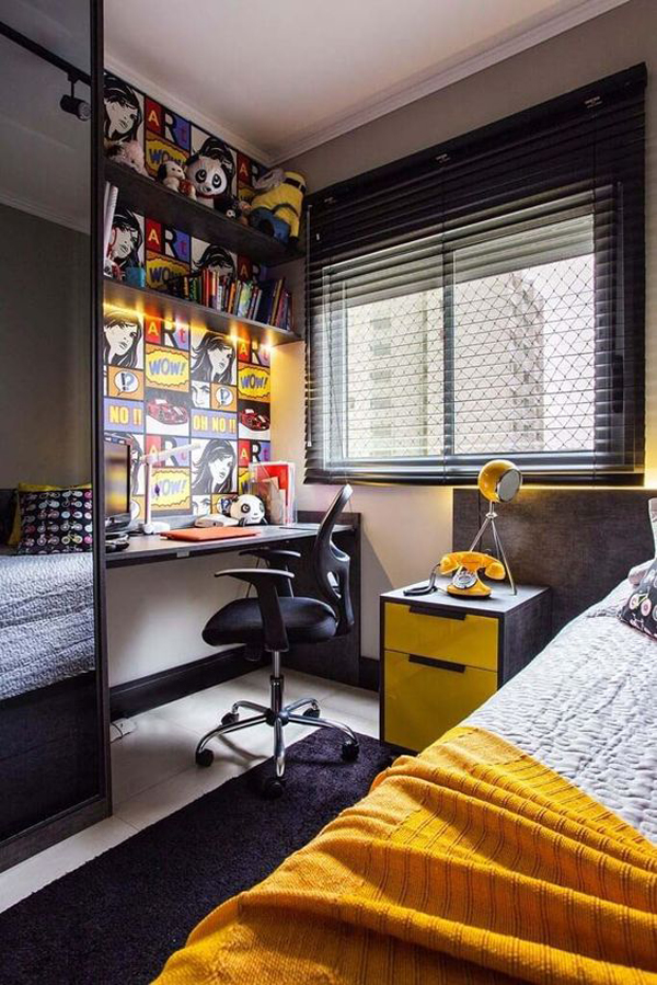 teenage-boys-monochrome-bedroom-with-yellow-accents