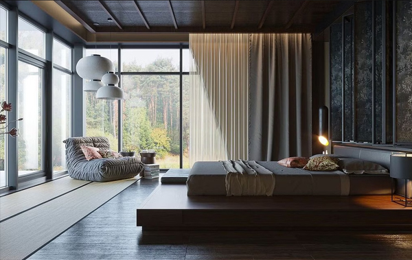 cool-japanese-bedroom-design-with-dark-color