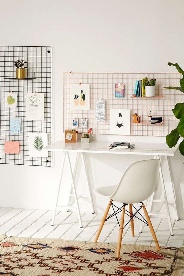 scandinavian-study-desk-ideas-with-wire-shelf-wall