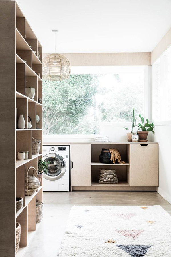 Japandi Laundry Storage Ideas With Open Concept 