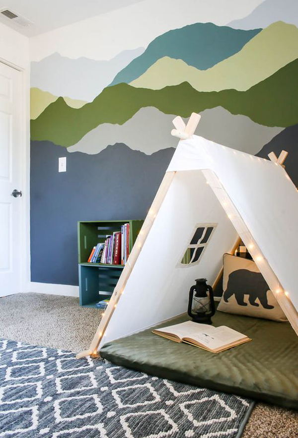 indoor-kids-camping-reading-nook-with-string-light
