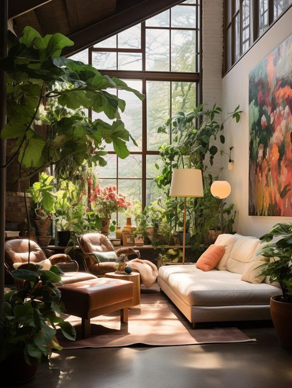 contemporary-small-living-space-with-indoor-garden