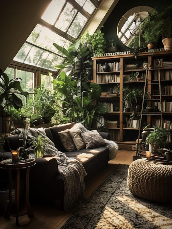 small-loft-living-room-with-plants