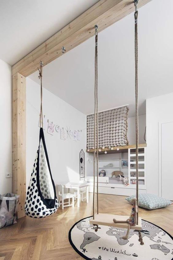 wood-kid-playroom-with-indoor-swings