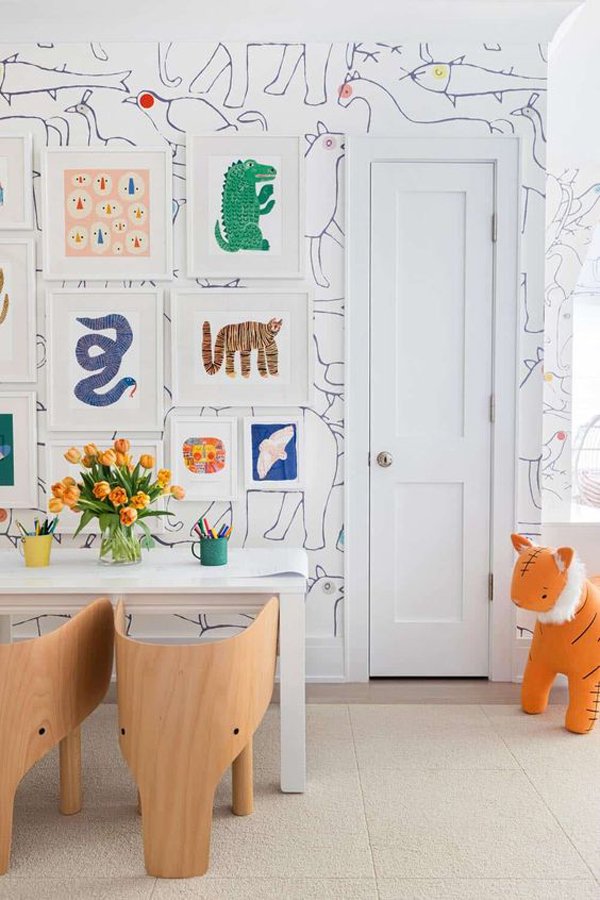 beautiful-kid-gallery-wall-for-dining-room