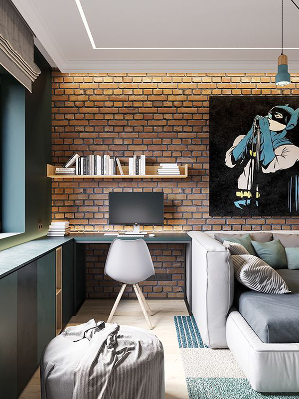 modern-home-office-brick-wall-in-living-room