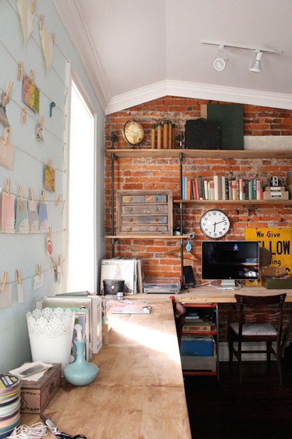 rustic-modern-home-office-design-with-brick-walls